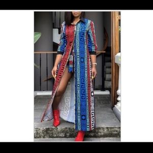 Multi colored print dress/kimono